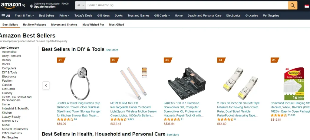 Amazon's Best Sellers page