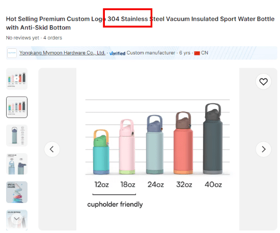 stainless steel water bottles with low grade